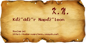 Kádár Napóleon névjegykártya